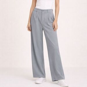 Halara Wide Leg Trousers Women’s Large Petite Gray Work Stretch High Rise